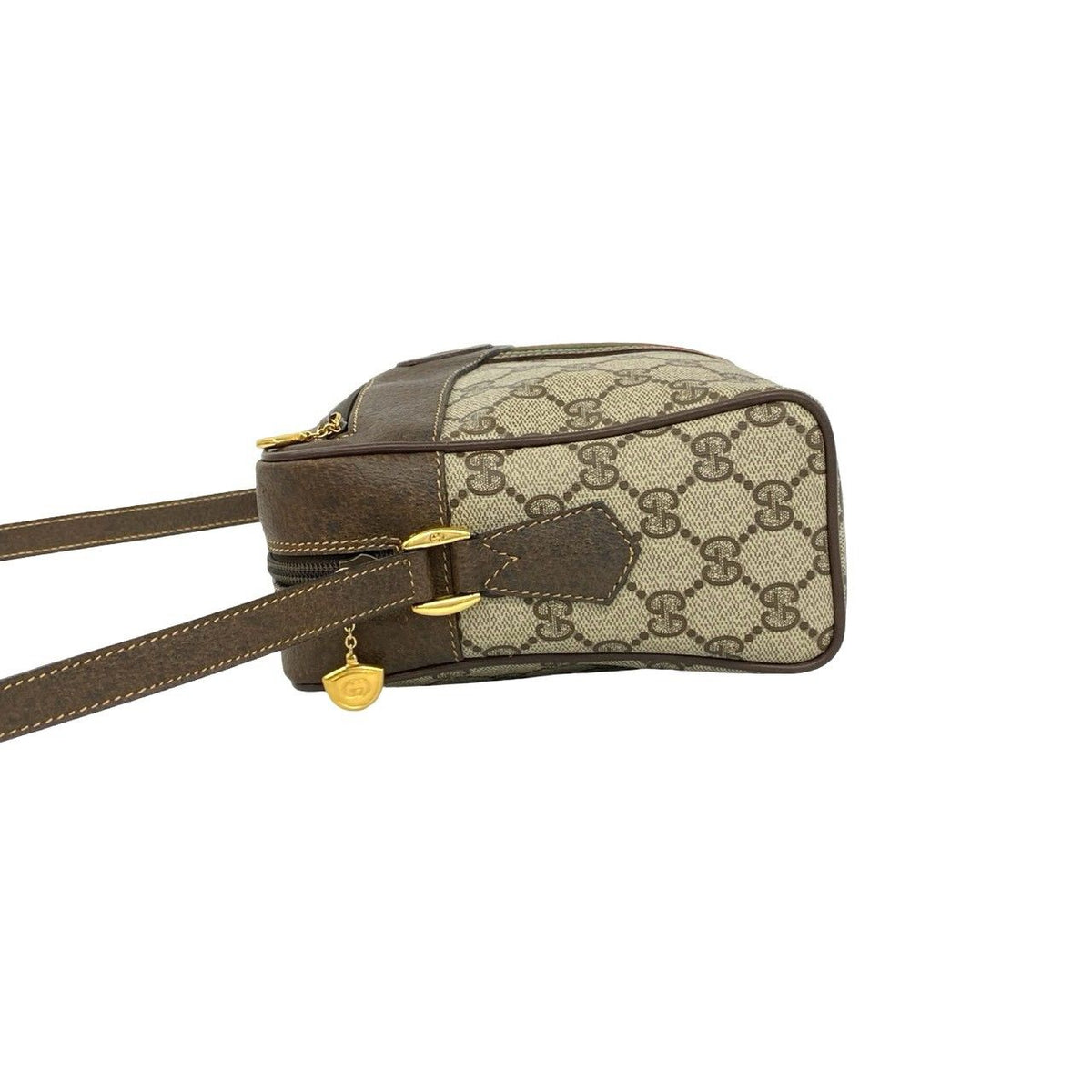 Gucci Vintage Sherry Line GG Pattern Logo Leather Shoulder Bag Pochette Brown — view 5