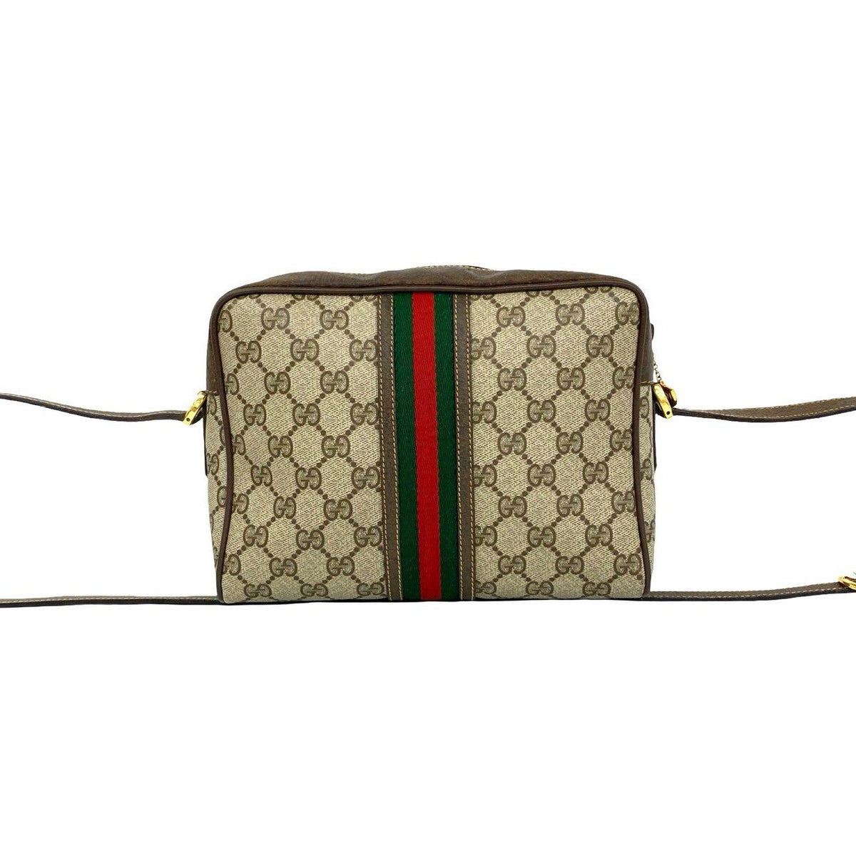 Gucci Vintage Sherry Line GG Pattern Logo Leather Shoulder Bag Pochette Brown — view 3