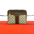 Gucci Vintage Sherry Line GG Pattern Logo Leather Shoulder Bag Pochette Brown