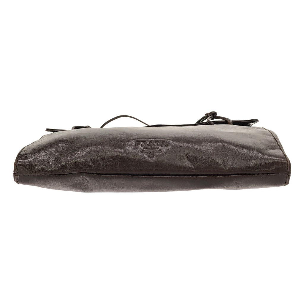 Prada Chain Strap Vintage Leather Flap Bag Brown — view 4