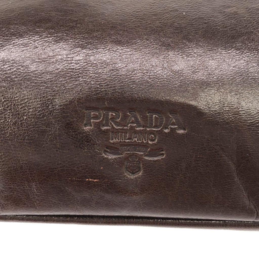Prada Chain Strap Vintage Leather Flap Bag Brown — view 5
