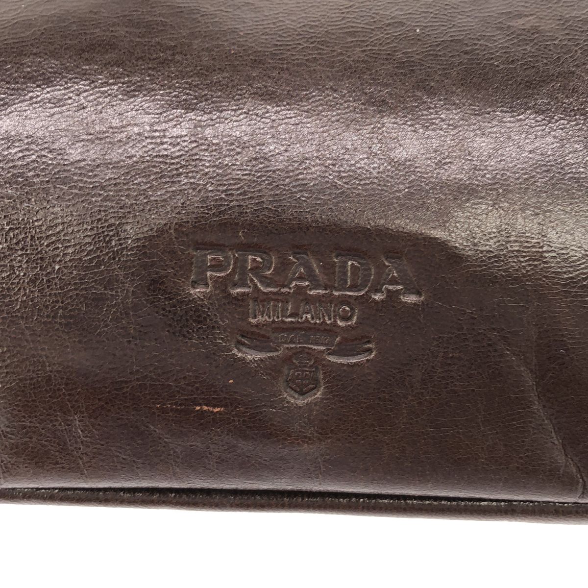 Prada Chain Strap Vintage Leather Flap Bag Brown — view 5