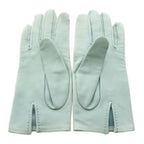 Hermes Gloves Leather Perforated Logo 6.5 Light Blue — view 2