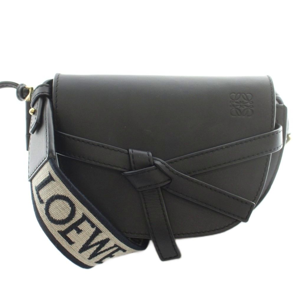 Loewe Gate Dual Mini Shoulder Bag Leather Anagram Logo Black