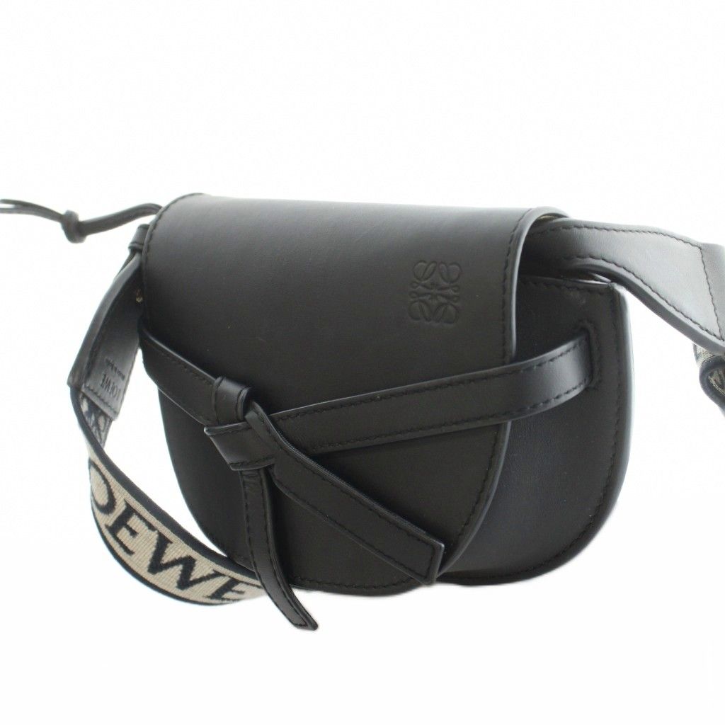 Loewe Gate Dual Mini Shoulder Bag Leather Anagram Logo Black — view 2