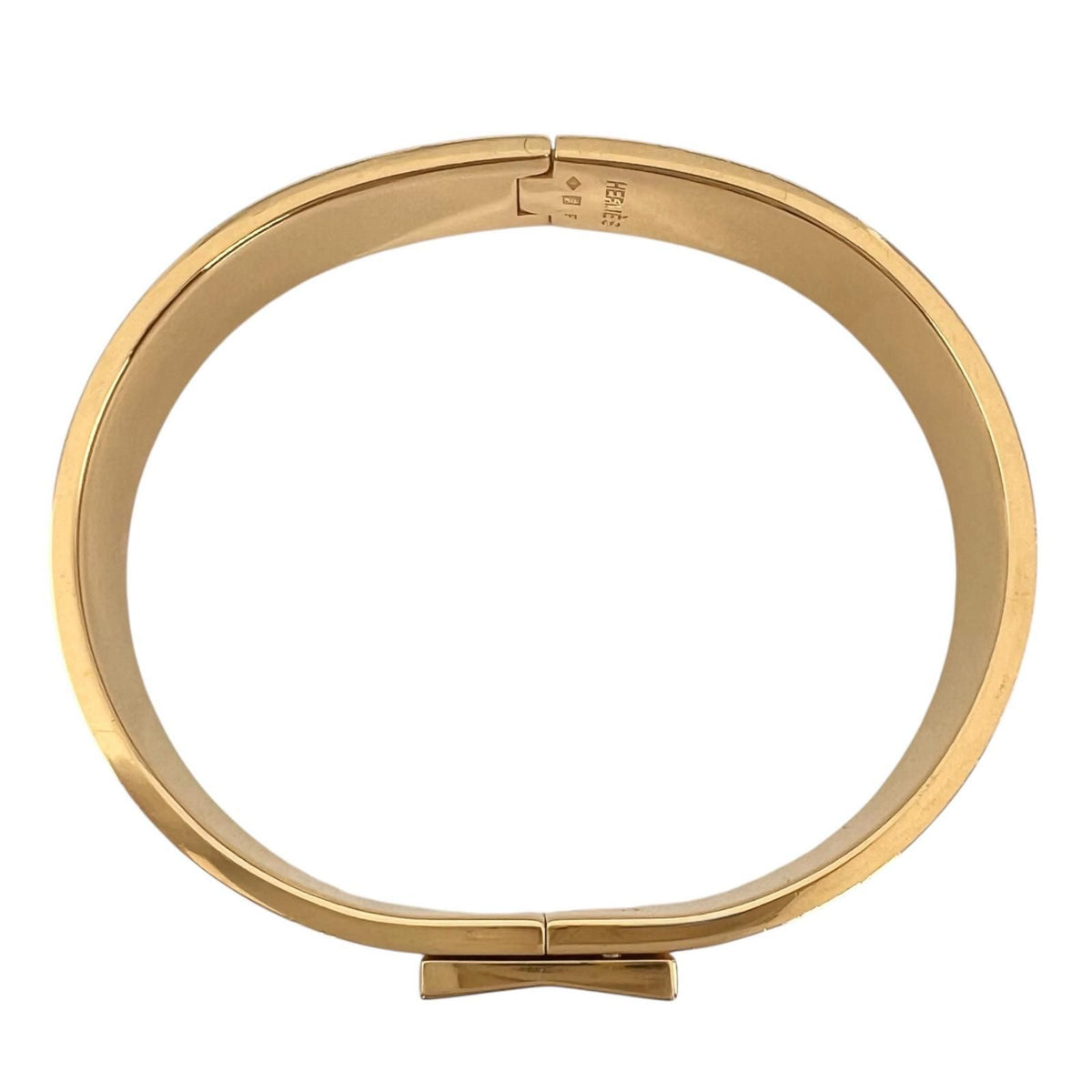 Hermes Clic Clac Enamel Cloisonne Gold Plated Blue Bangle Bracelet — view 2