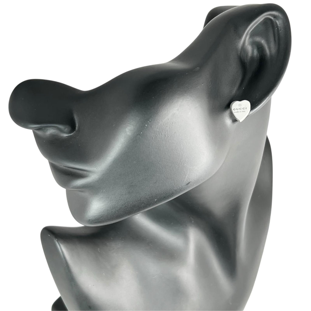 Gucci Trademark Heart Shape Silver Earrings — view 2