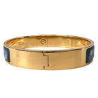 Hermes Clic Clac Enamel Cloisonne Gold Plated Blue Bangle Bracelet — view 3