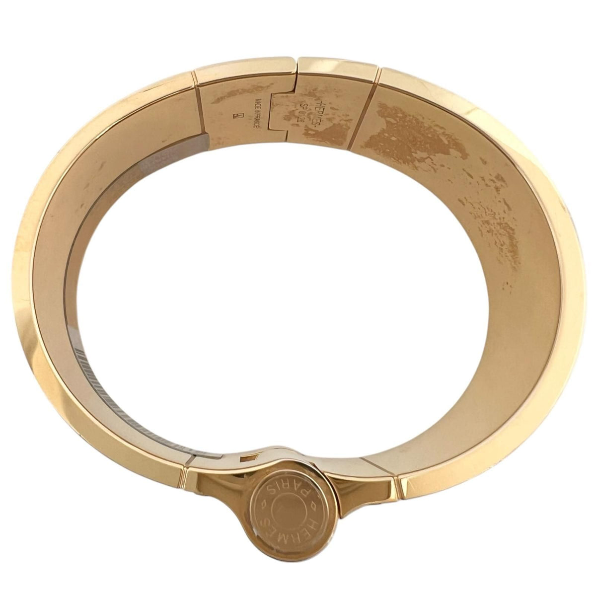 Hermes Charniere Enamel Gold Red Bangle Bracelet — view 2