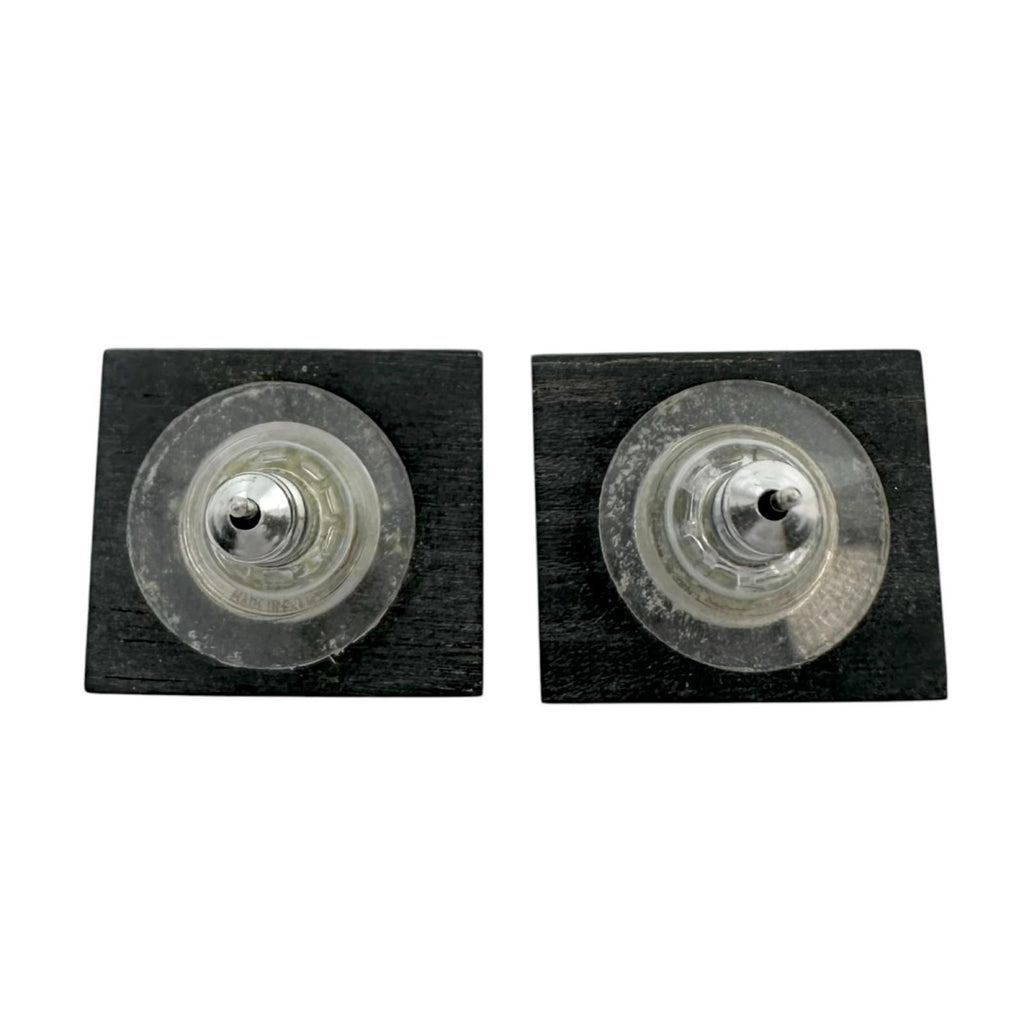 Chanel Square Wood Black Earrings — view 4
