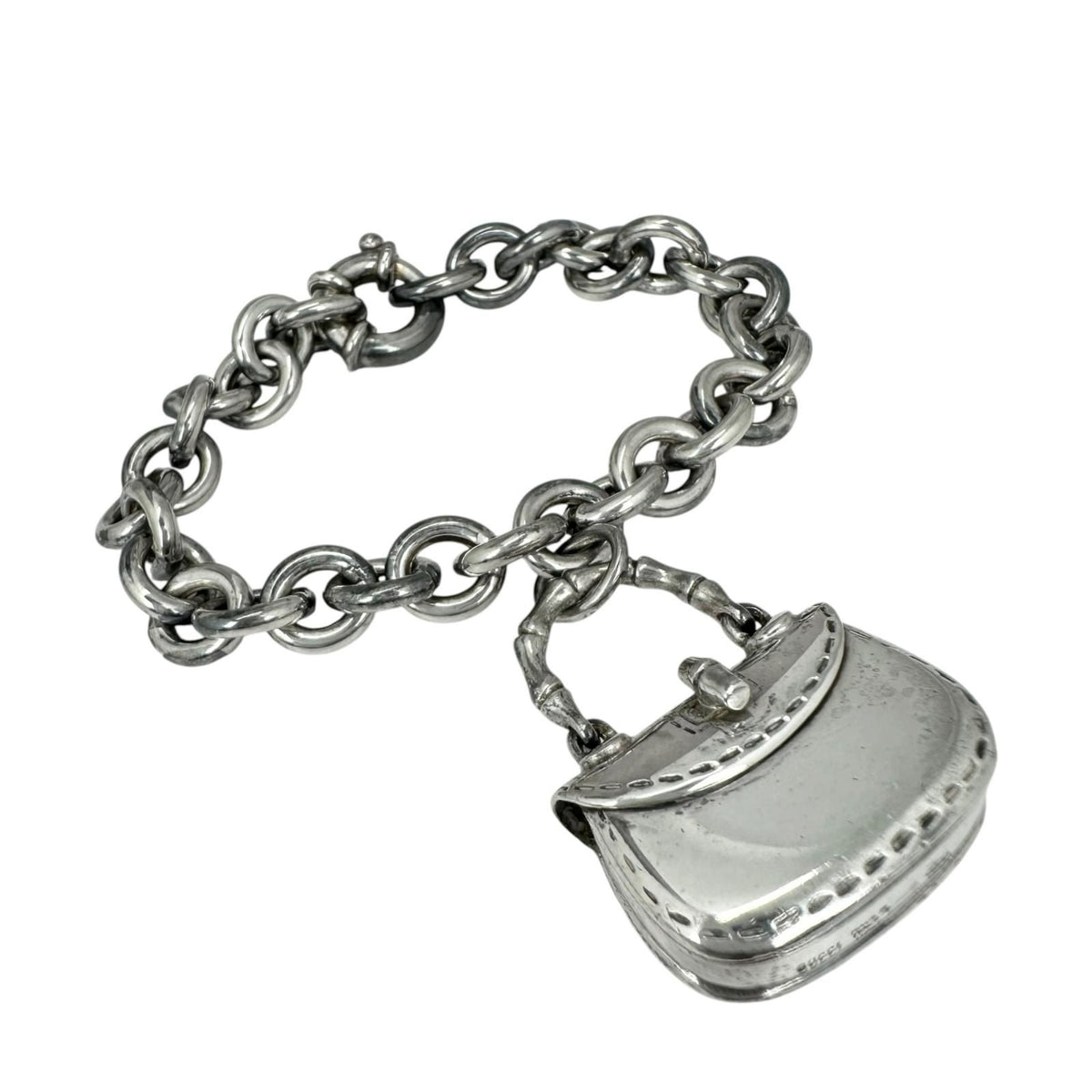 Gucci Bamboo Handle Bag Motif Chain Silver Bracelet