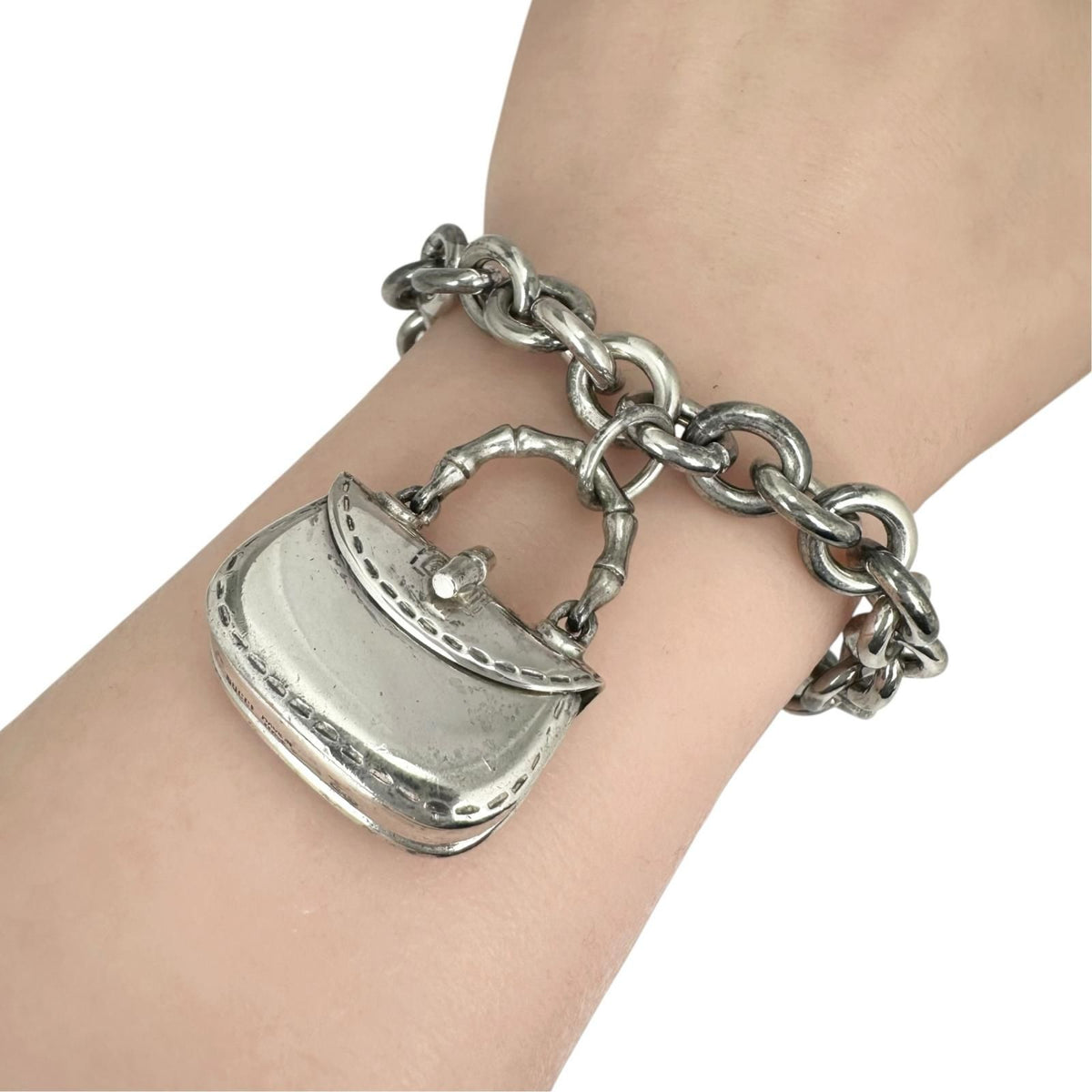 Gucci Bamboo Handle Bag Motif Chain Silver Bracelet — view 4