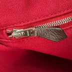 Hermes Troca Vertical MM Leather Canvas Brown Red Tote Bag Silver — view 8