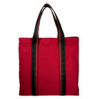 Hermes Troca Vertical MM Leather Canvas Brown Red Tote Bag Silver — view 3