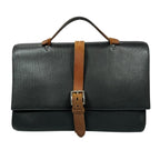 Hermes Etriviere Document Fjord Black Business Bag Silver