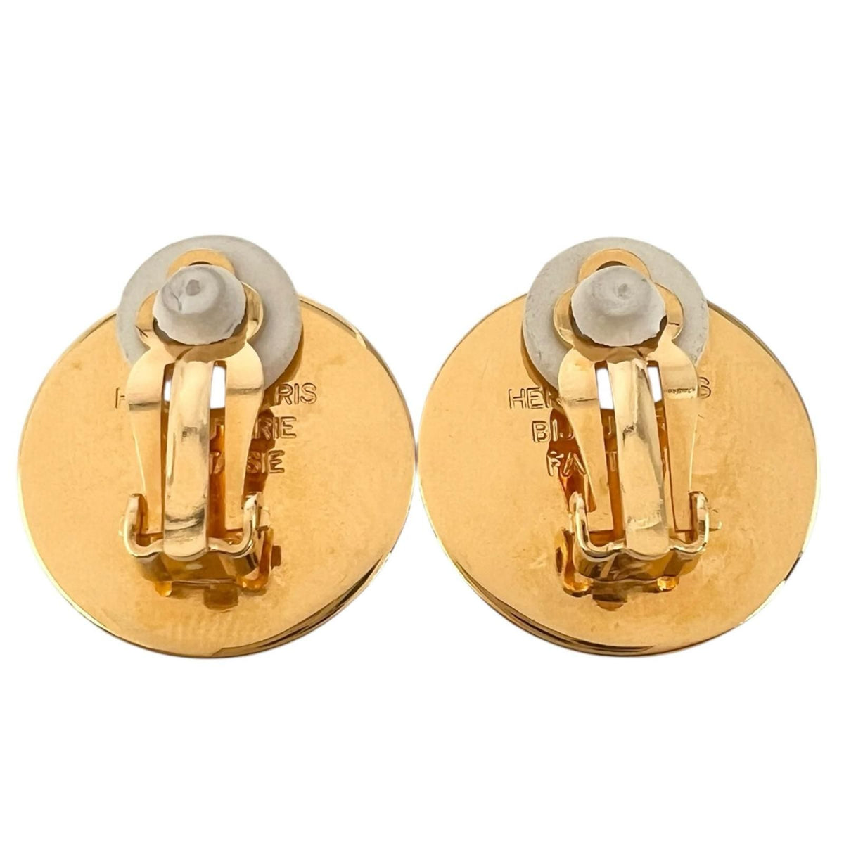 Hermes Clou de Selle Sellier Metal Gold Earrings — view 2