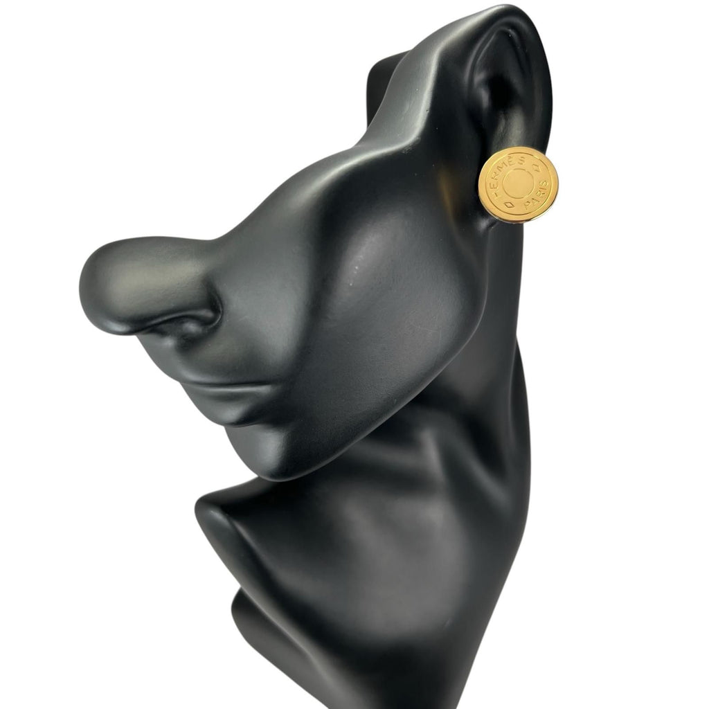 Hermes Clou de Selle Sellier Metal Gold Earrings — view 3