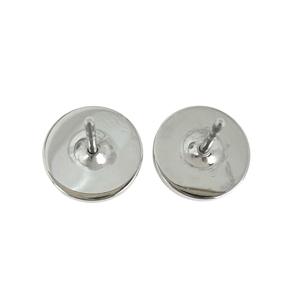 Hermes Round Logo Orange Silver Earrings — view 3