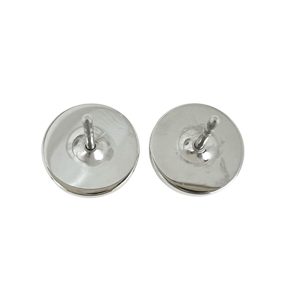 Hermes Round Logo Orange Silver Earrings — view 3