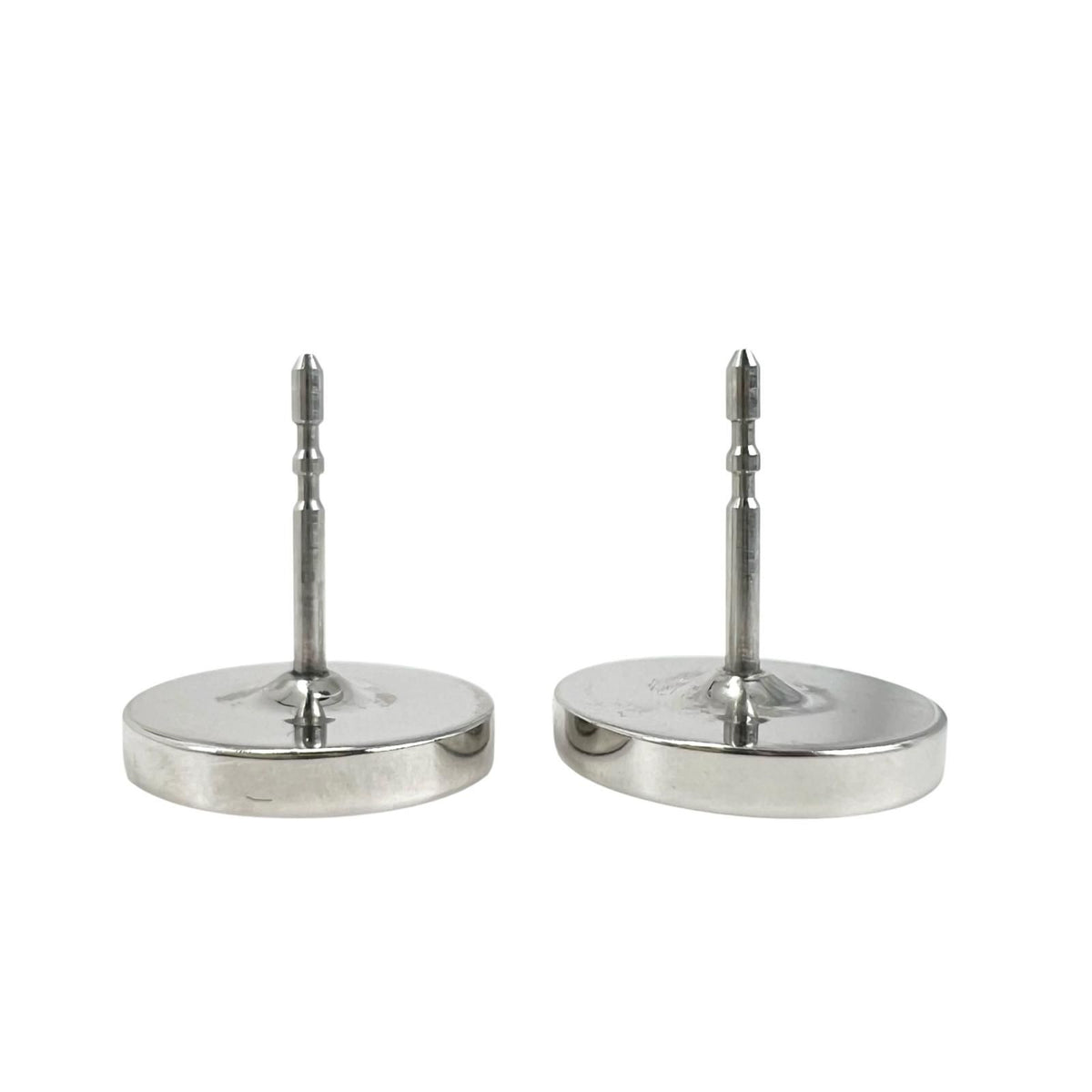 Hermes Round Logo Orange Silver Earrings — view 4