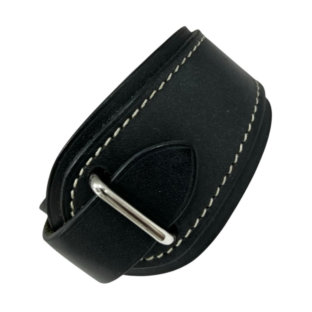 Hermes Leather Black Bracelet Silver