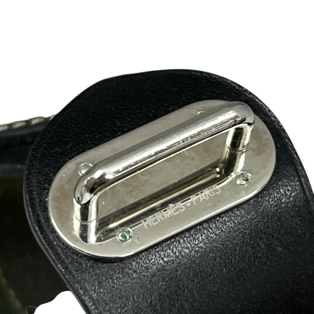 Hermes Leather Black Bracelet Silver — view 5