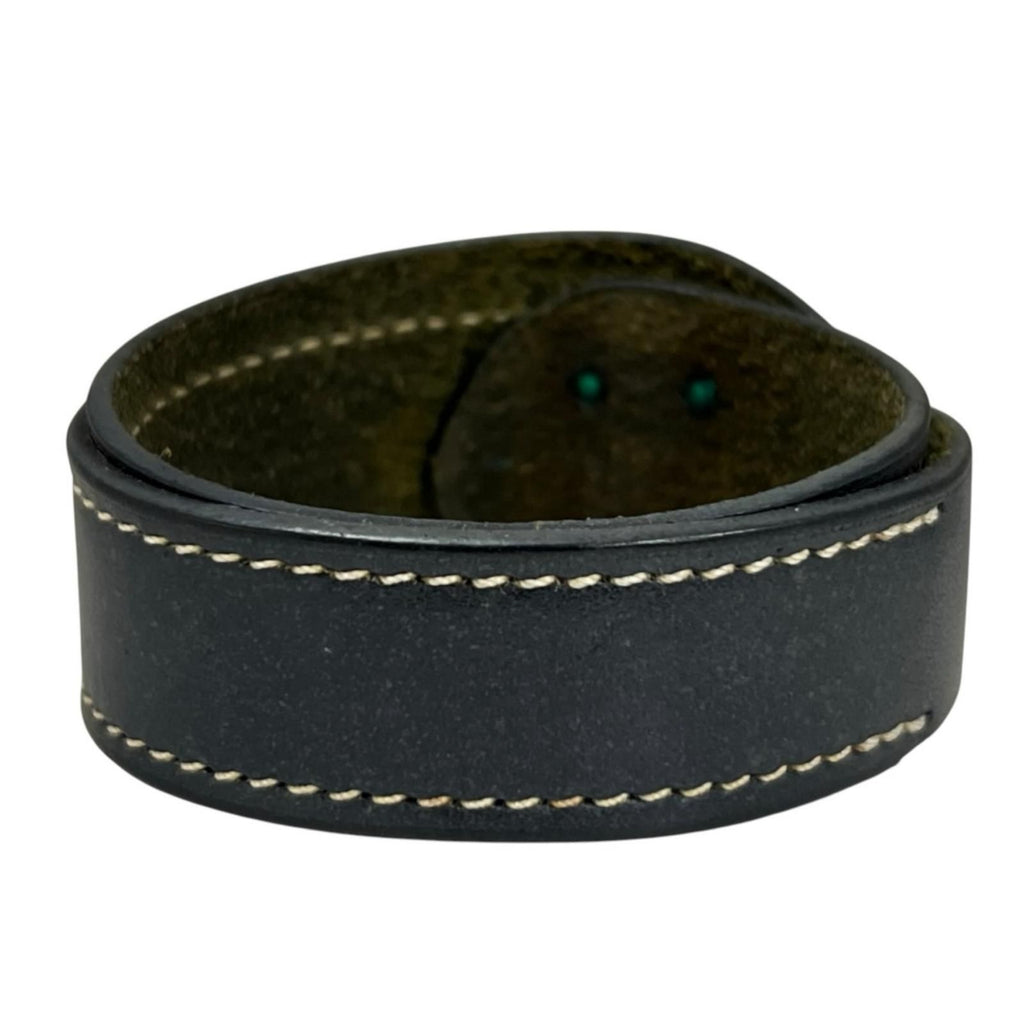 Hermes Leather Black Bracelet Silver — view 3