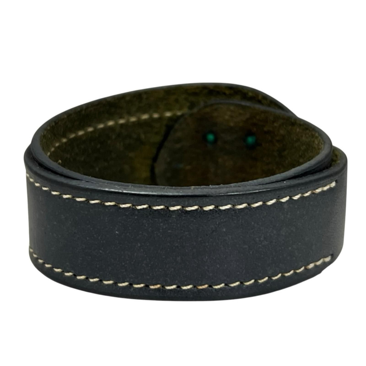 Hermes Leather Black Bracelet Silver — view 3