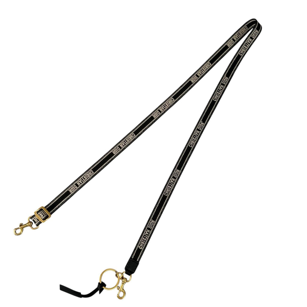 Dior Logo Micro Leather Canvas Black Shoulder Strap Gold — view 2