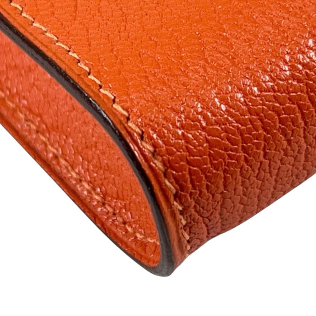 Hermes Vespa Pouch Garet Case Chevre Mysore Leather Orange Silver — view 6