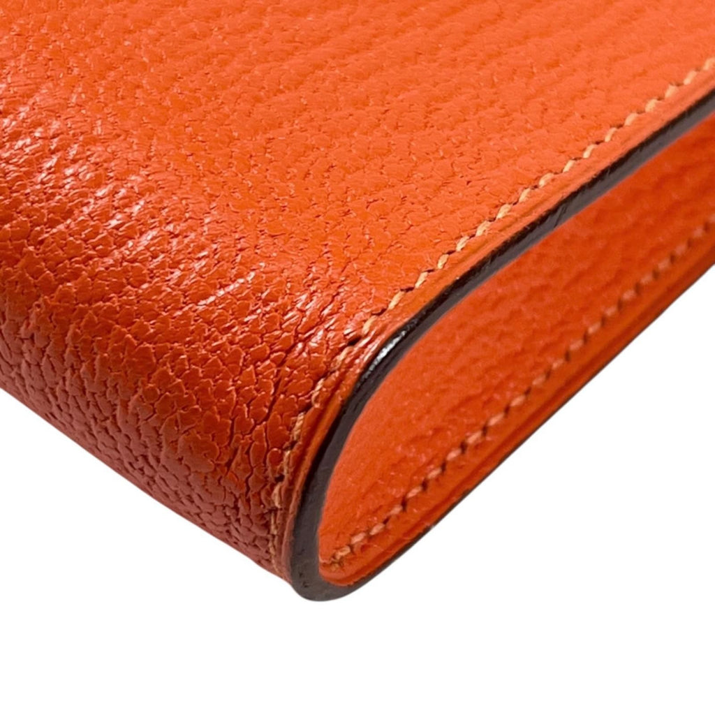 Hermes Vespa Pouch Garet Case Chevre Mysore Leather Orange Silver — view 7
