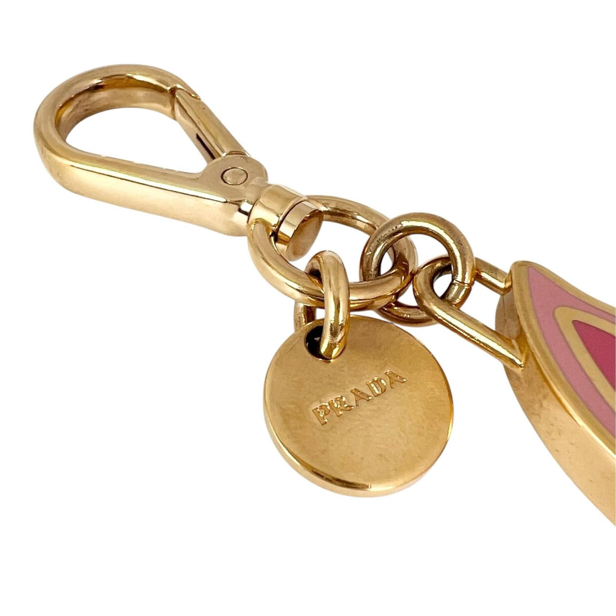Prada Rabbit Metal Gold Pink Key Ring Key Holder — view 3