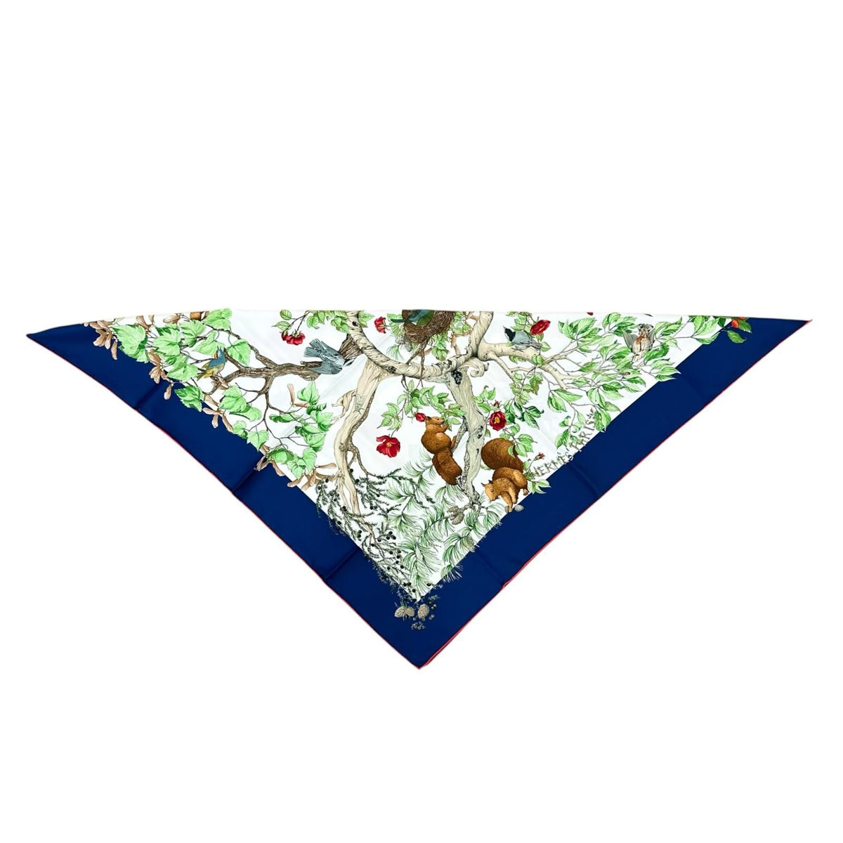 Hermes Carre 90 AU Coeur Des Bois Silk Green Blue White Scarf — view 3