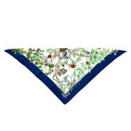Hermes Carre 90 AU Coeur Des Bois Silk Green Blue White Scarf — view 4