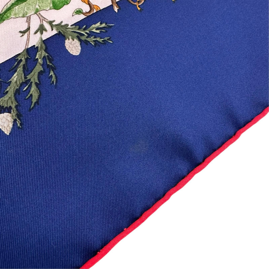 Hermes Carre 90 AU Coeur Des Bois Silk Green Blue White Scarf — view 8
