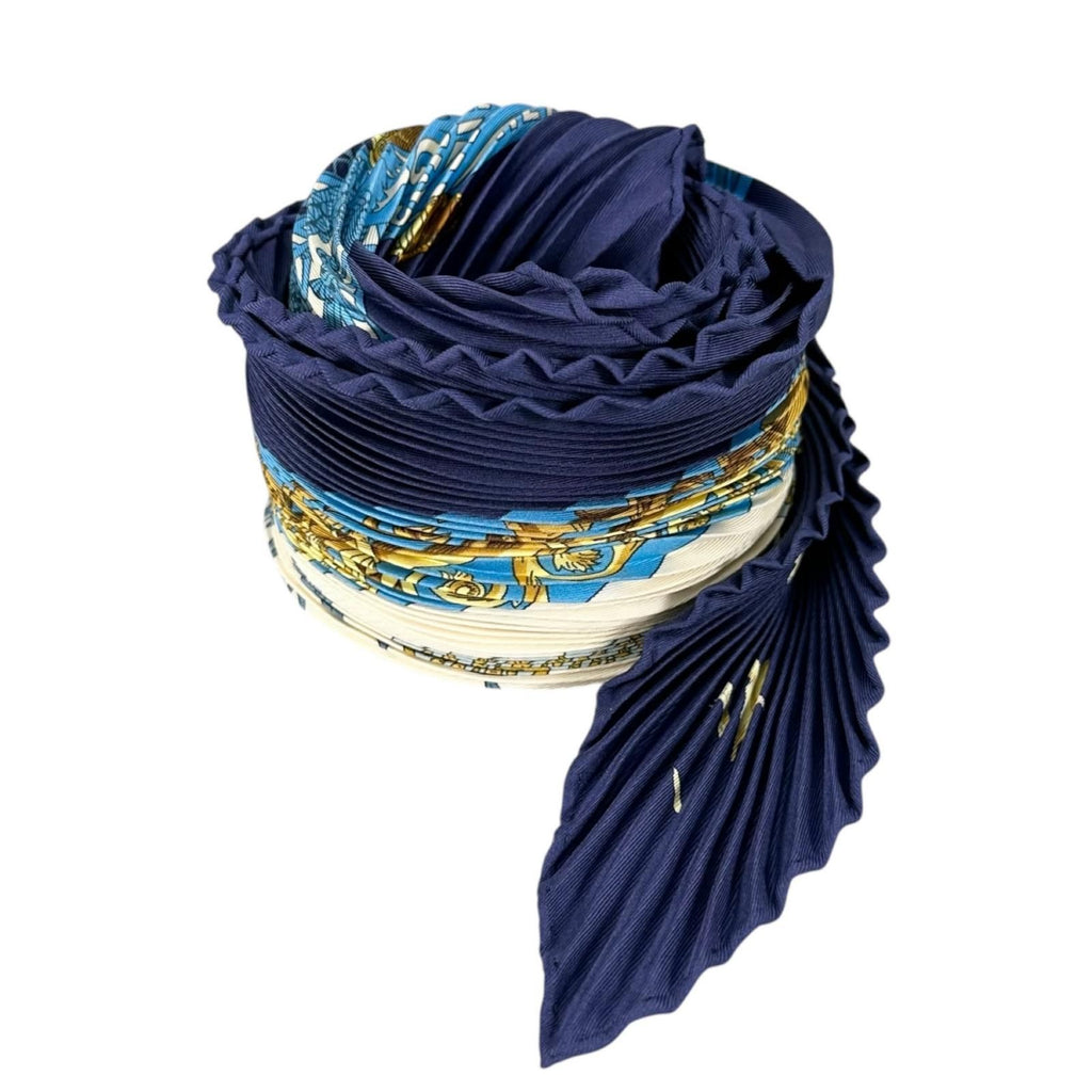Hermes Pleats L'atlantide Silk Blue Scarf — view 2