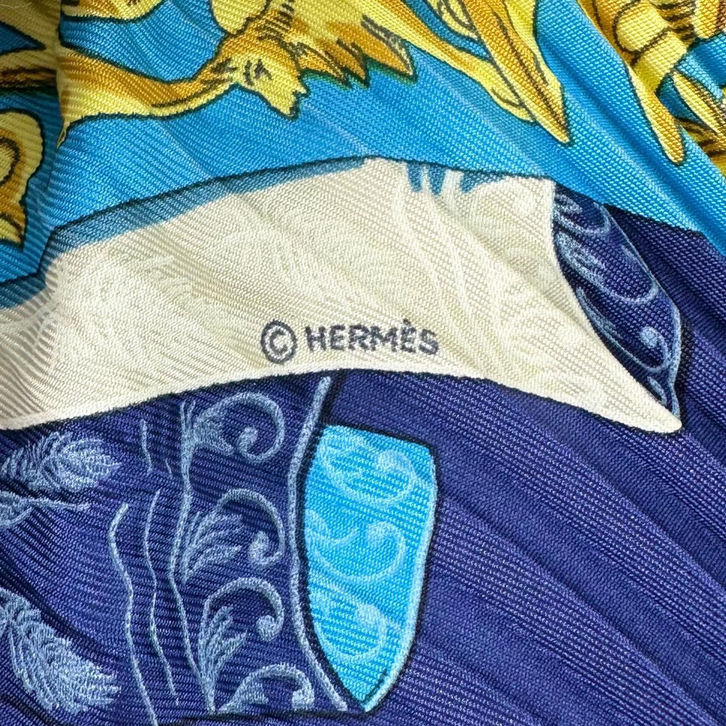 Hermes Pleats L'atlantide Silk Blue Scarf — view 7
