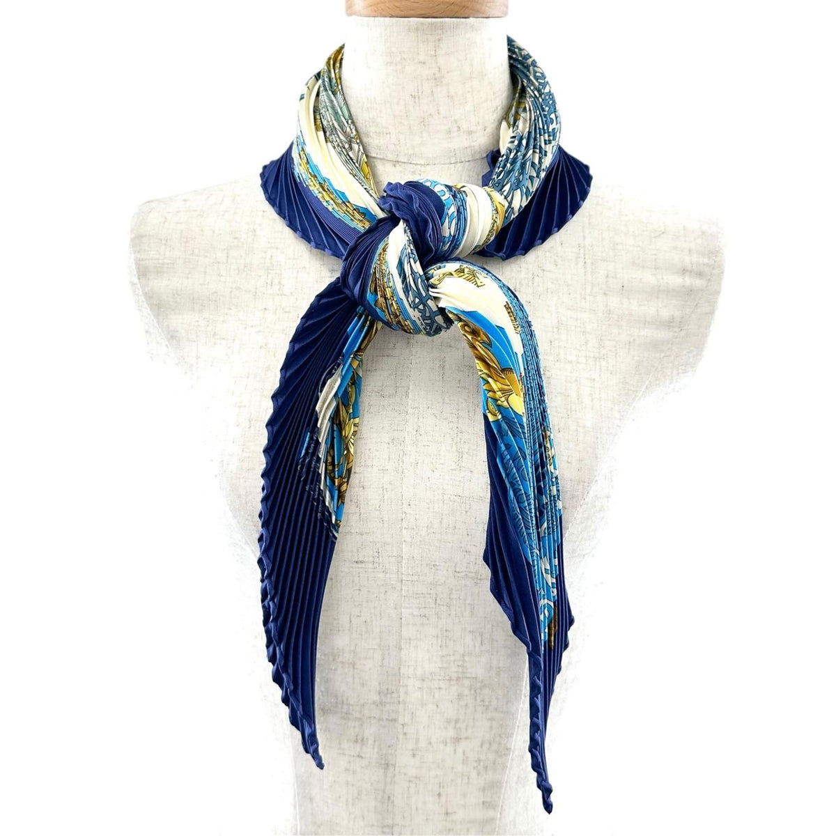 Hermes Pleats L'atlantide Silk Blue Scarf — view 3