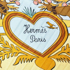 Hermes Pleats Decoupages Silk Yellow Green White Scarf — view 6