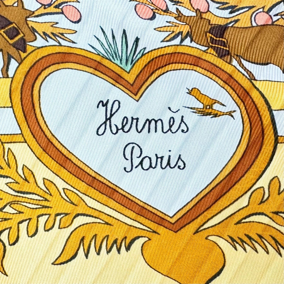 Hermes Pleats Decoupages Silk Yellow Green White Scarf — view 6