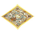Hermes Pleats Decoupages Silk Yellow Green White Scarf