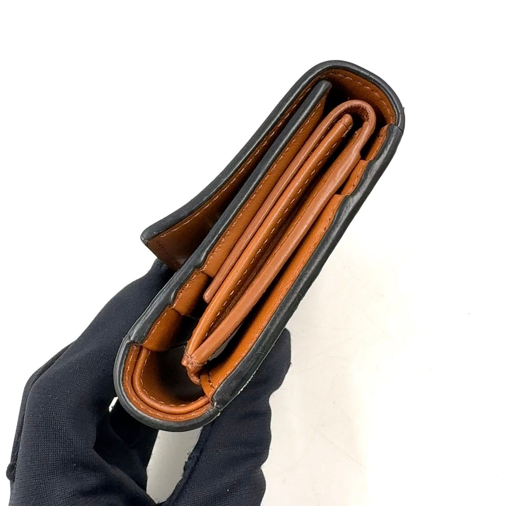 Celine Triomphe Leather Canvas Brown Black Trifold Wallet Gold — view 5