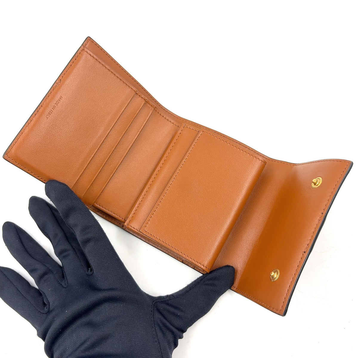 Celine Triomphe Leather Canvas Brown Black Trifold Wallet Gold — view 3