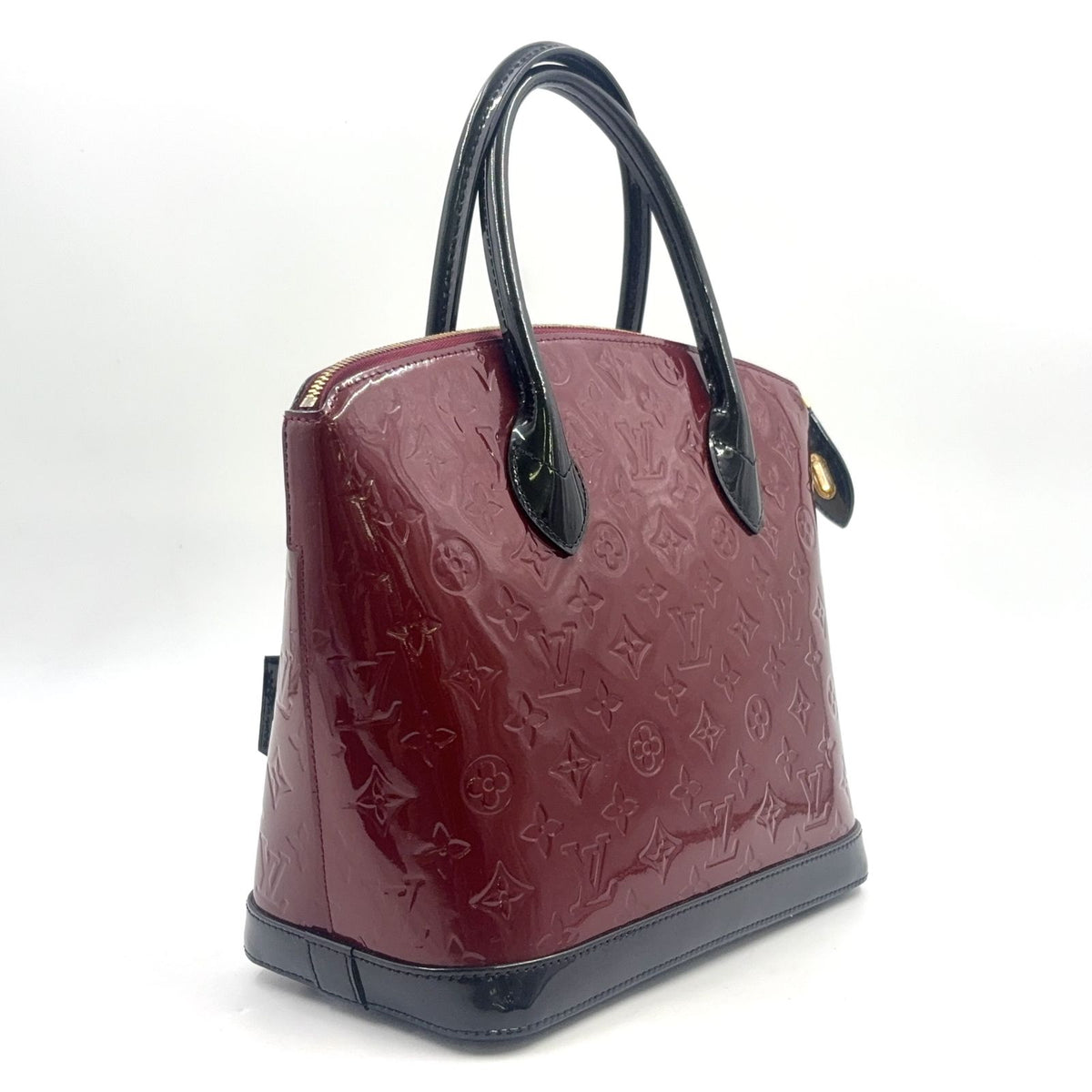 Louis Vuitton PM Monogram Vernis Griyot Patent Black Bordeaux Handbag Gold — view 2