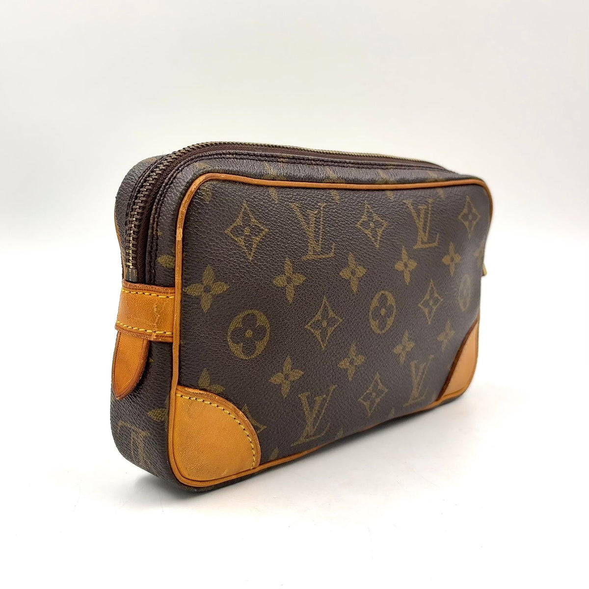 Louis Vuitton Marly Dragonne PM Monogram Leather Brown Clutch Gold — view 2