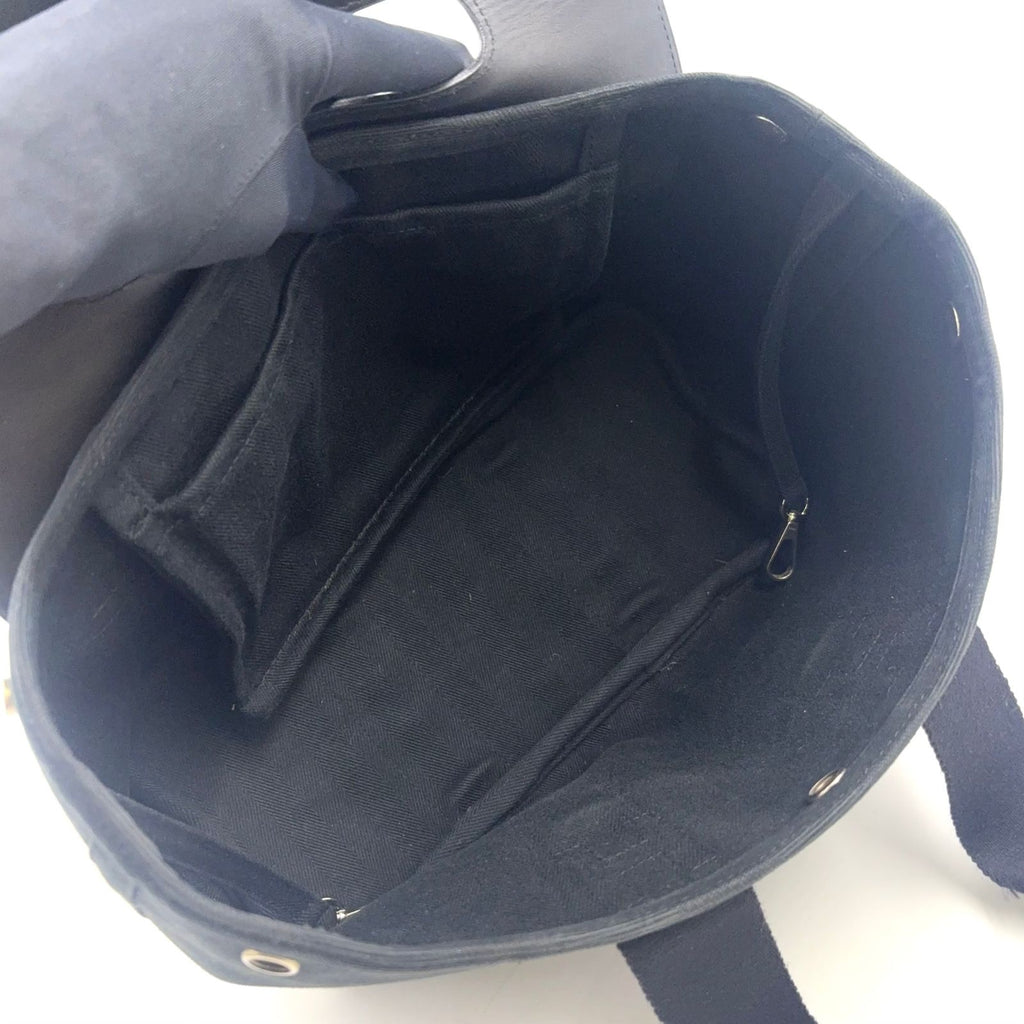 Hermes Valparaiso PM Leather Canvas Black Handbag Silver — view 3