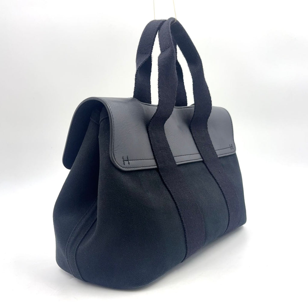 Hermes Valparaiso PM Leather Canvas Black Handbag Silver — view 2