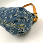 Louis Vuitton Mini Pleaty Monogram Denim Blue Shoulder Bag Gold — view 8