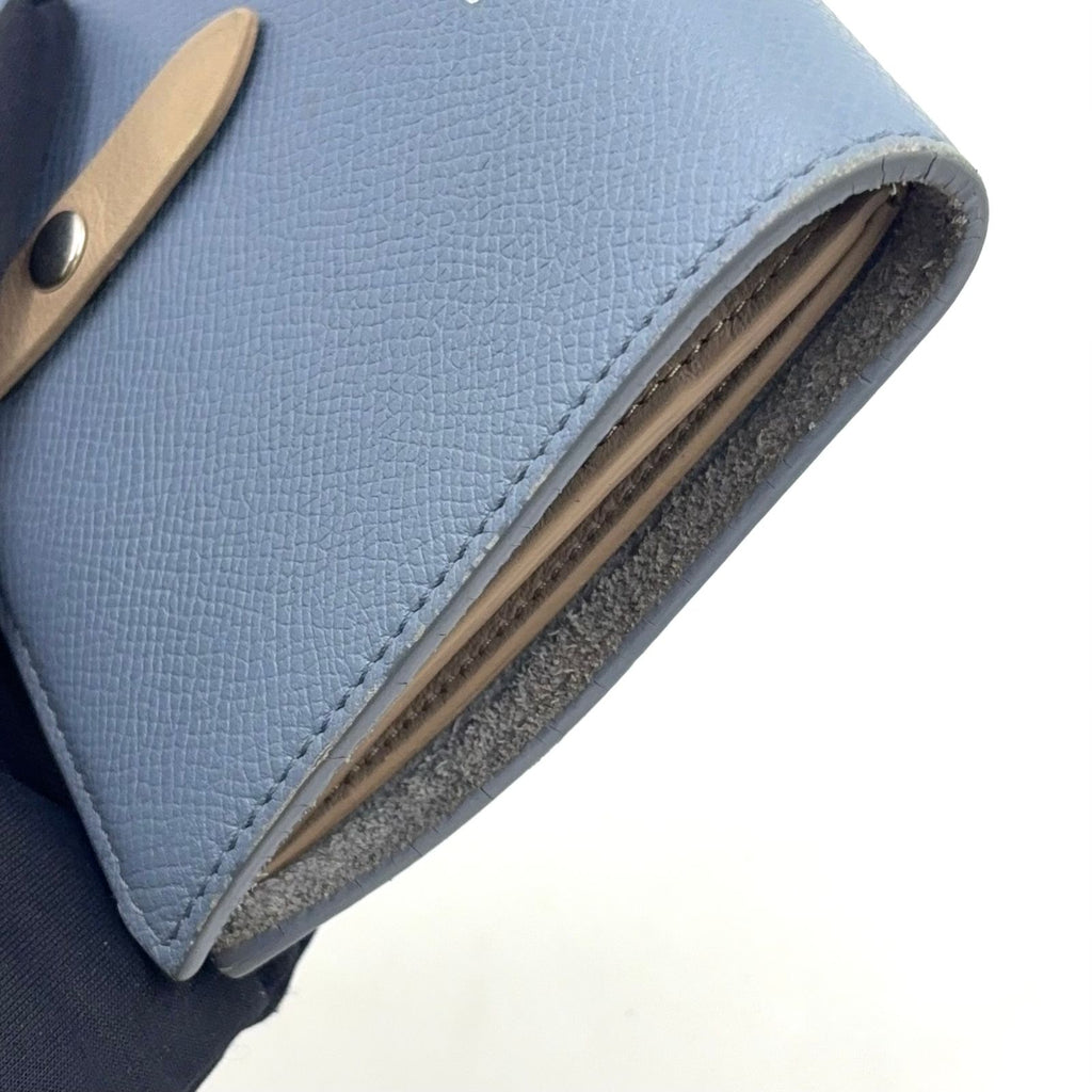 Celine Medium Strap Wallet Leather Beige Light Blue Bifold Silver — view 5
