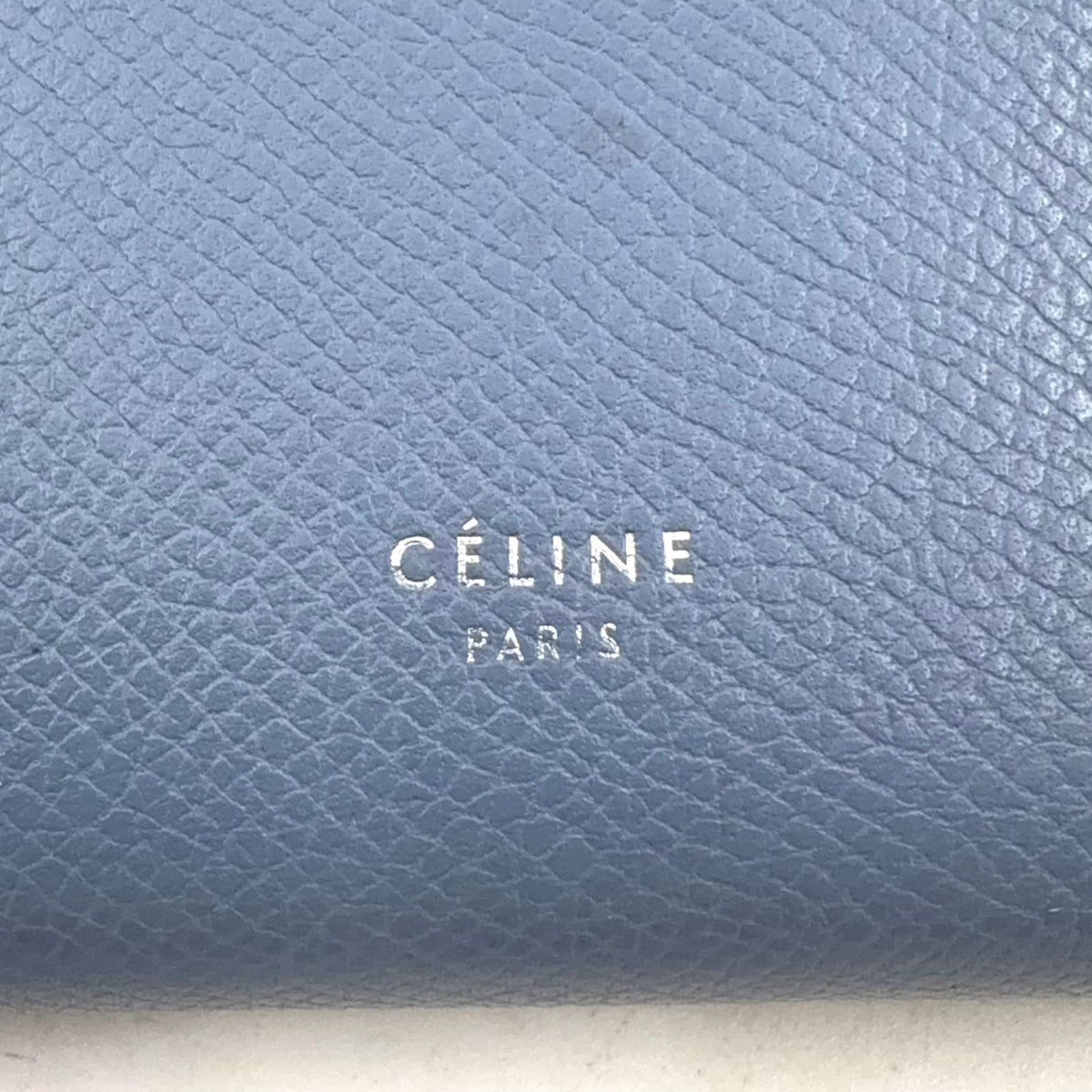 Celine Medium Strap Wallet Leather Beige Light Blue Bifold Silver — view 4